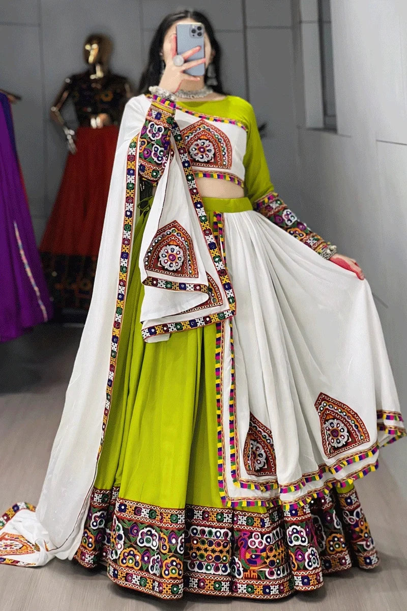 Designer Ready To Wear Multicolor Ghagra Choli For Garba Night