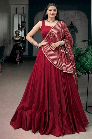 Traditional Lehenga Choli With Real Mirror Work Printed Duppata For Women