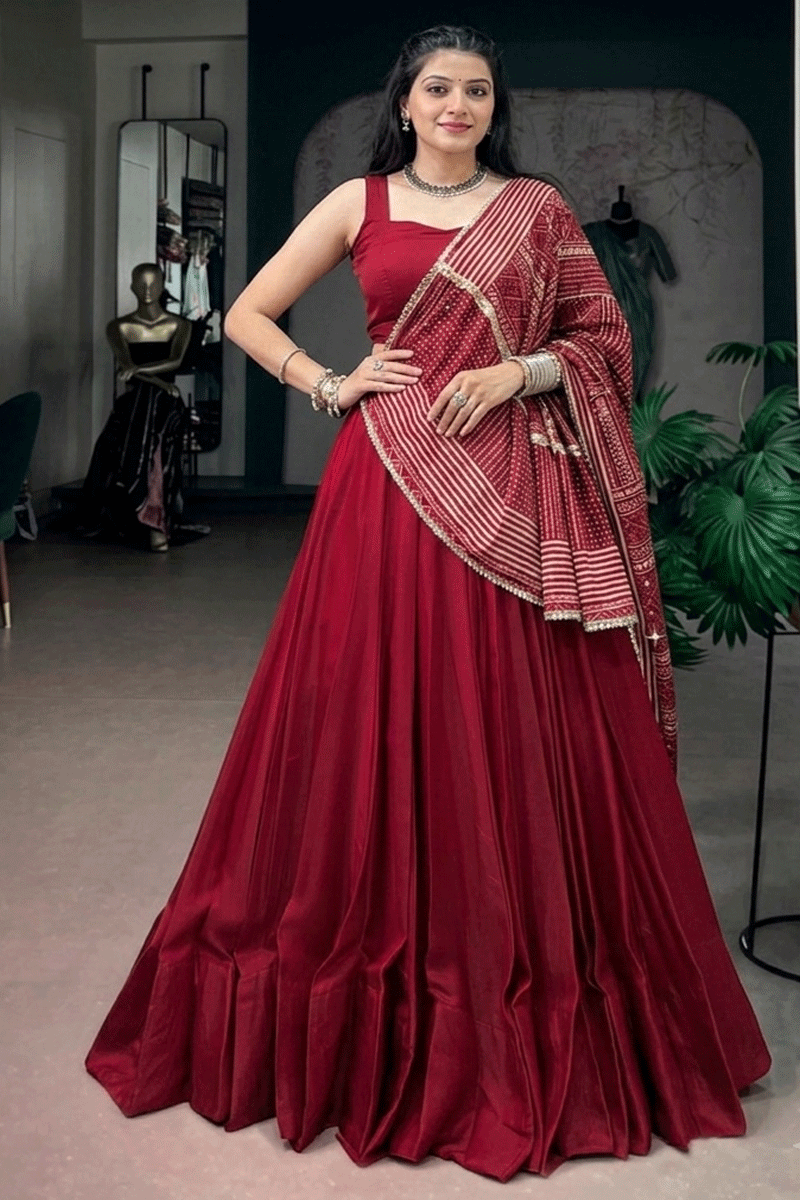 Traditional Lehenga Choli With Real Mirror Work Printed Duppata For Women