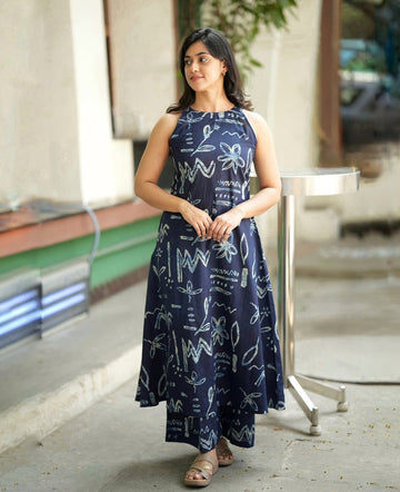 Navy Printed Cotton Co-Ord Set