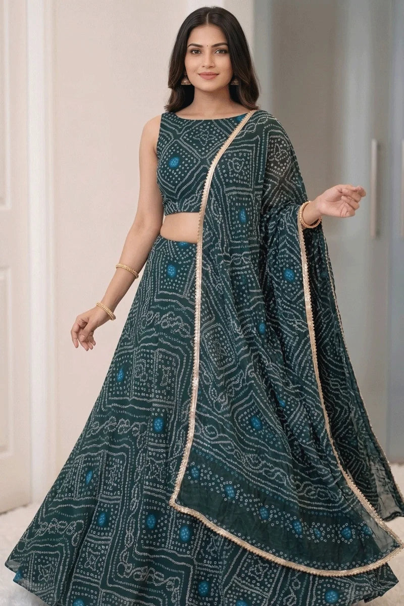 Bandhani Print Lehenga Choli For Special Pooja