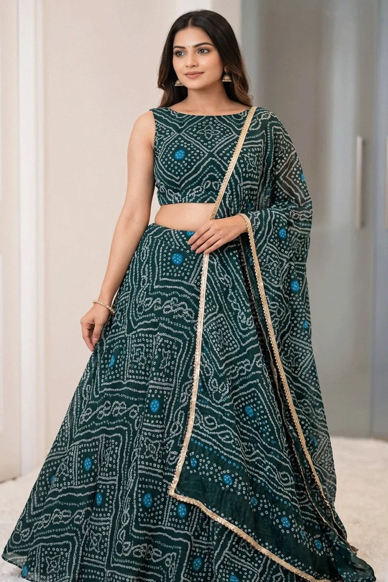 Bandhani Print Lehenga Choli For Special Pooja