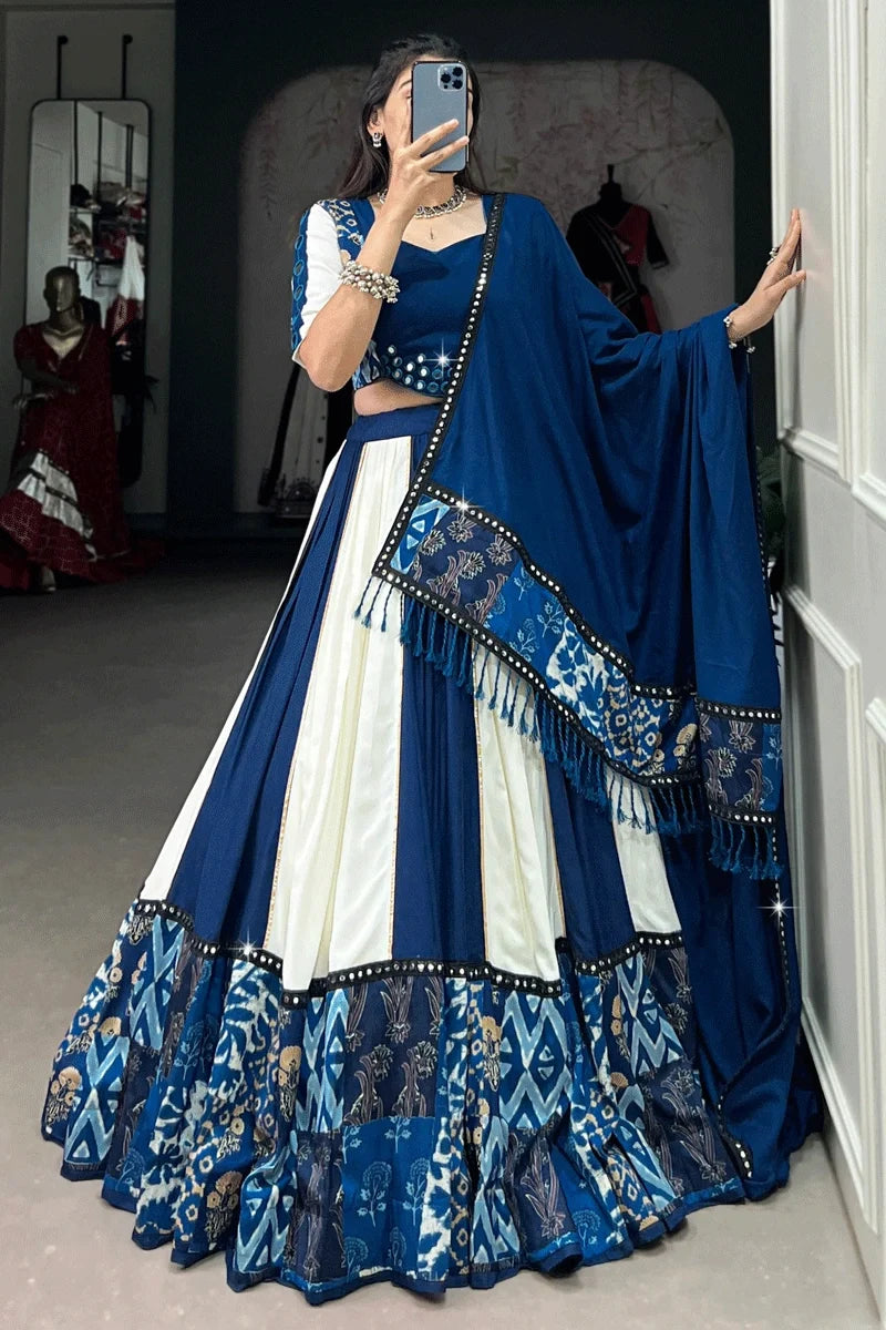 Navratri Special Blue Color Traditional Chaniya Choli