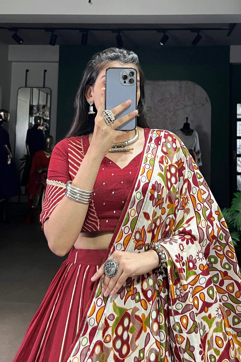 Designer Lehenga Choli With Gamthi Print Dupatta