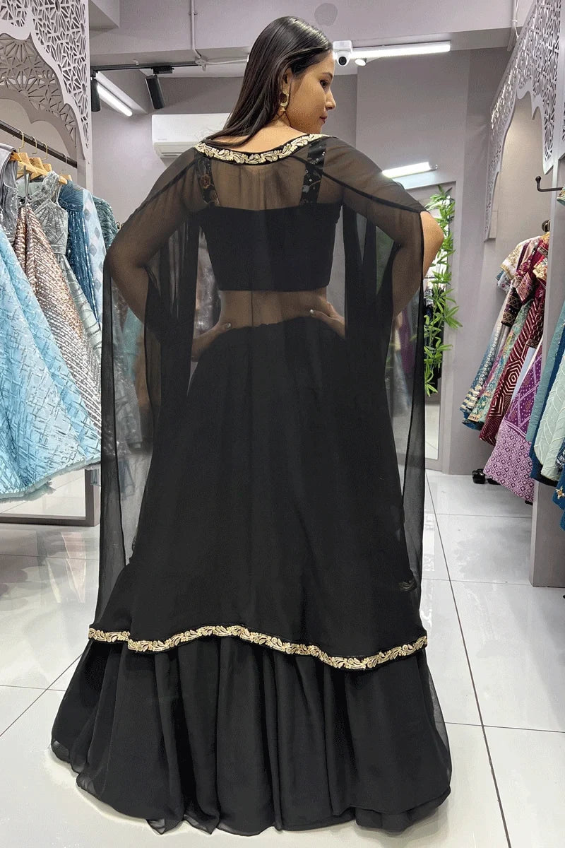 Fully Stitched Black Searg Lehenga For Wedding Night
