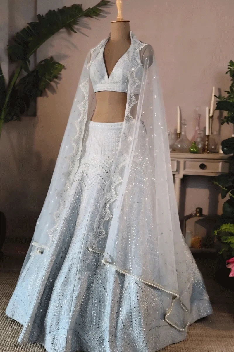 Heavy Flair Grey Colour Lehenga Choli For Wedding