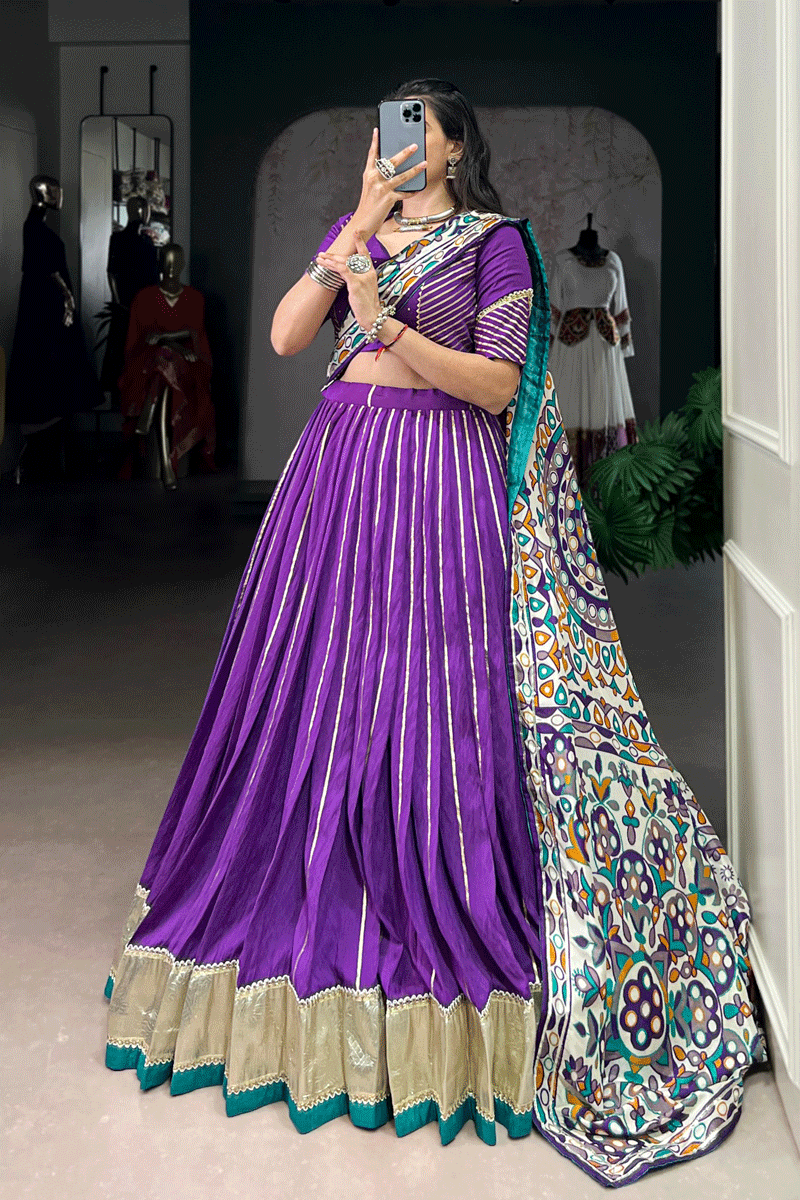 Lehenga Choli With Gamthi Print Dupatta For Navratri