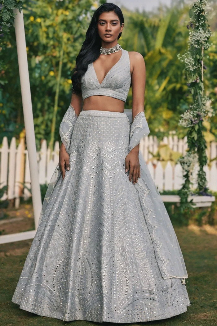 Heavy Flair Grey Colour Lehenga Choli For Wedding