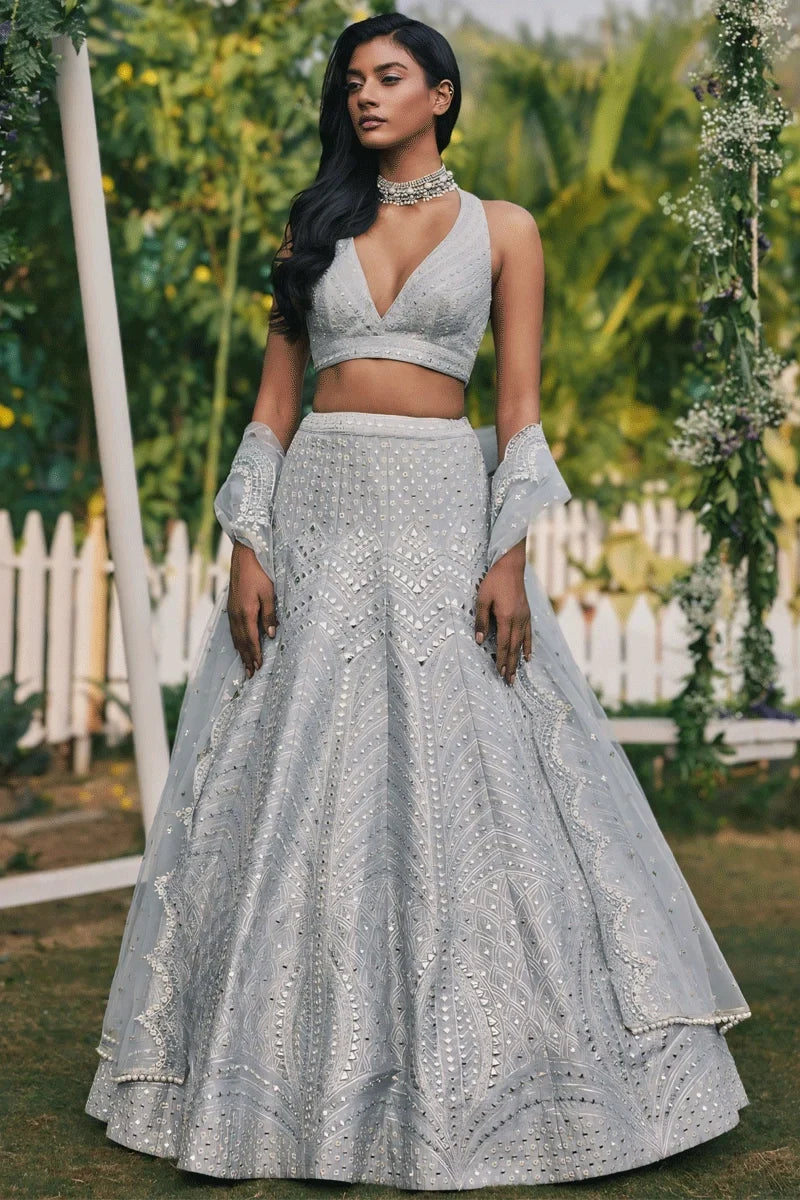 Heavy Flair Grey Colour Lehenga Choli For Wedding