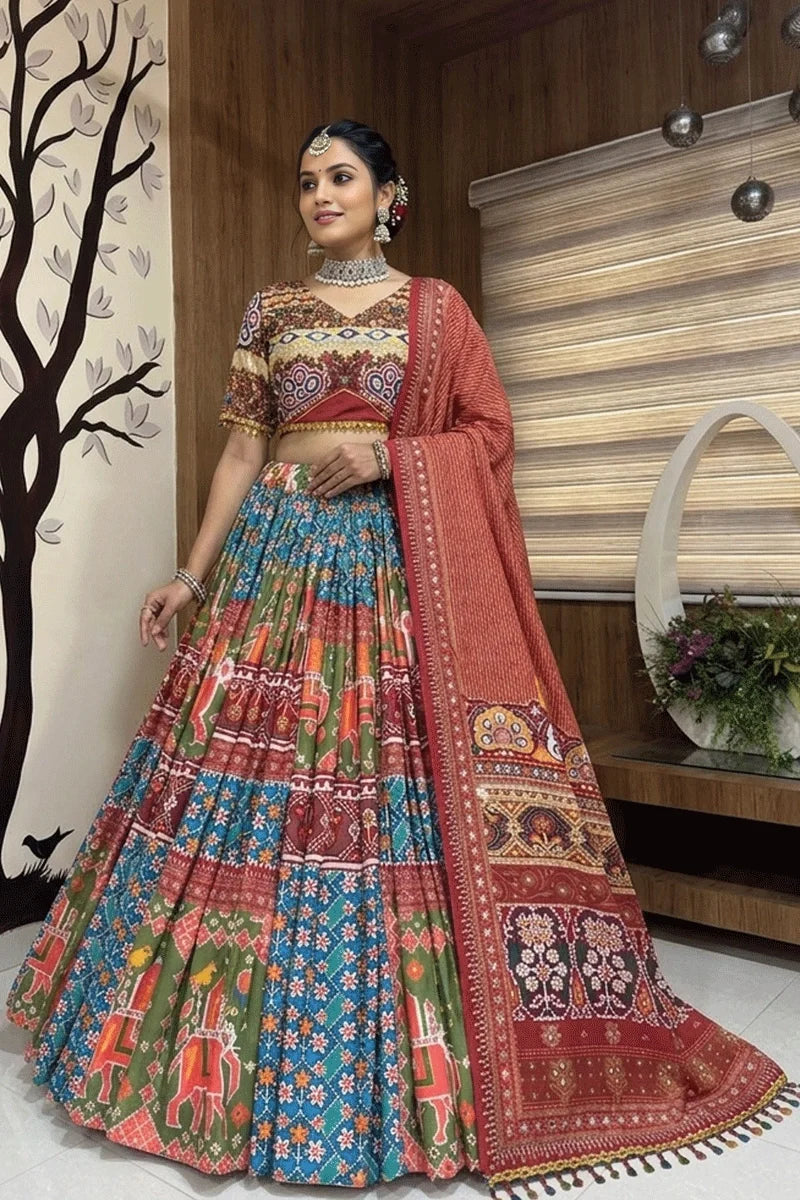 Multi Color Real Mirror Work Chaniya Choli