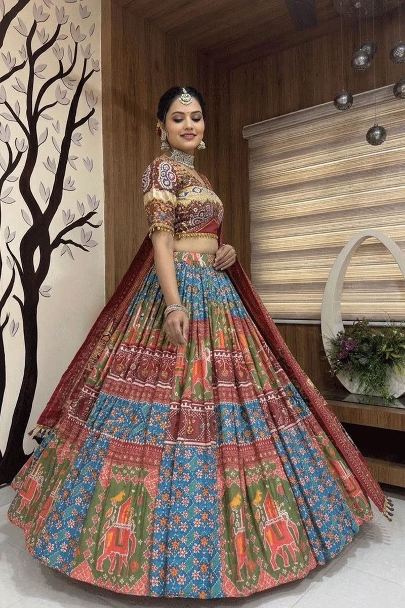 Multi Color Real Mirror Work Chaniya Choli