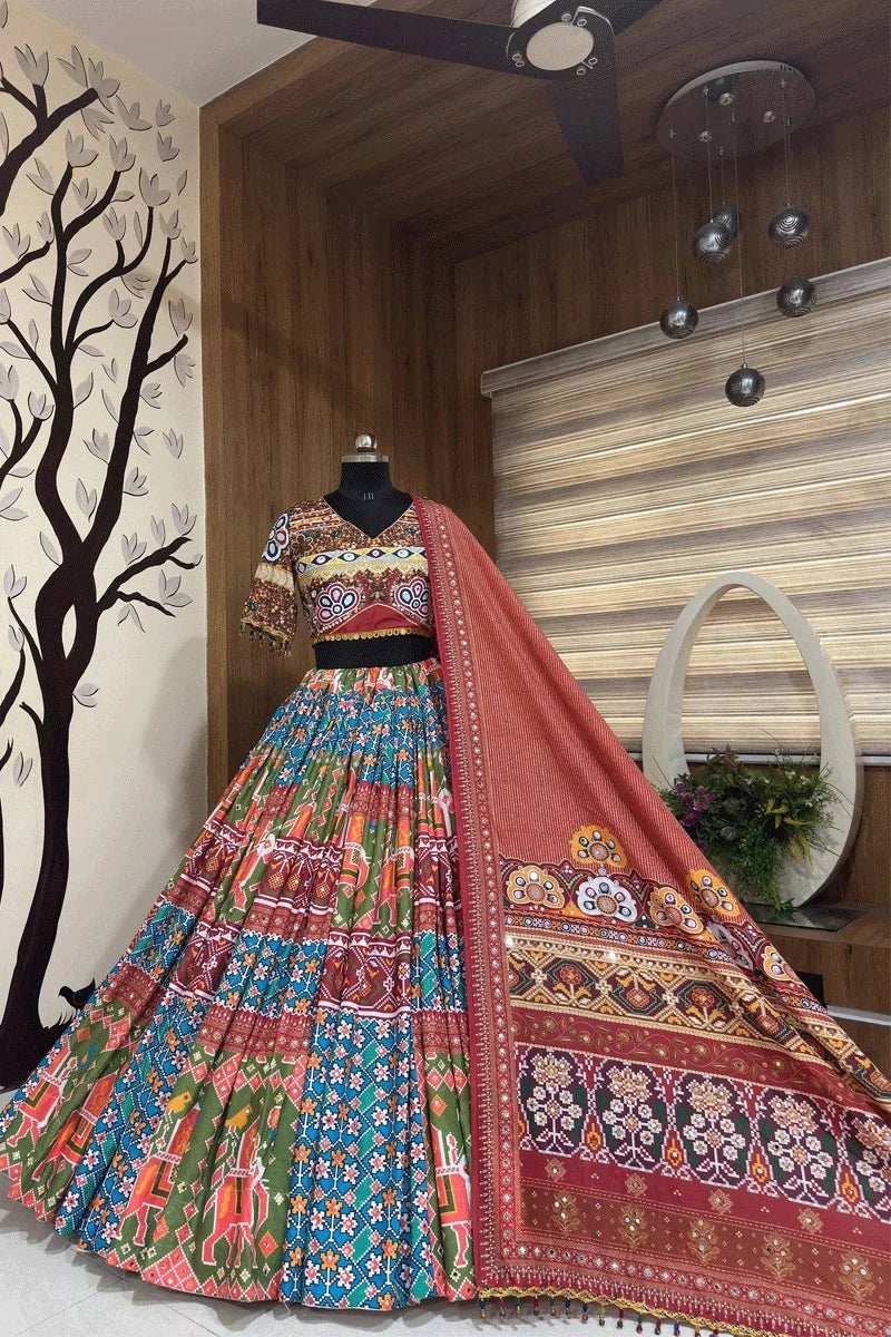 Multi Color Real Mirror Work Chaniya Choli