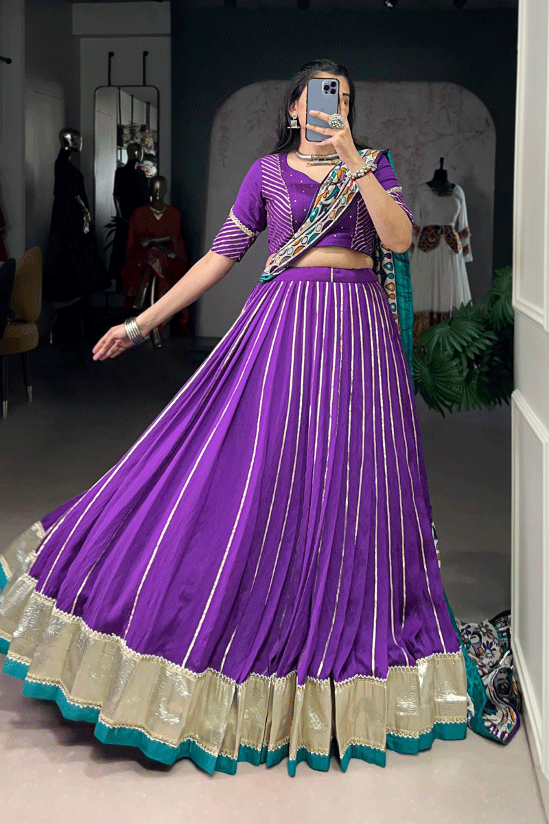 Lehenga Choli With Gamthi Print Dupatta For Navratri