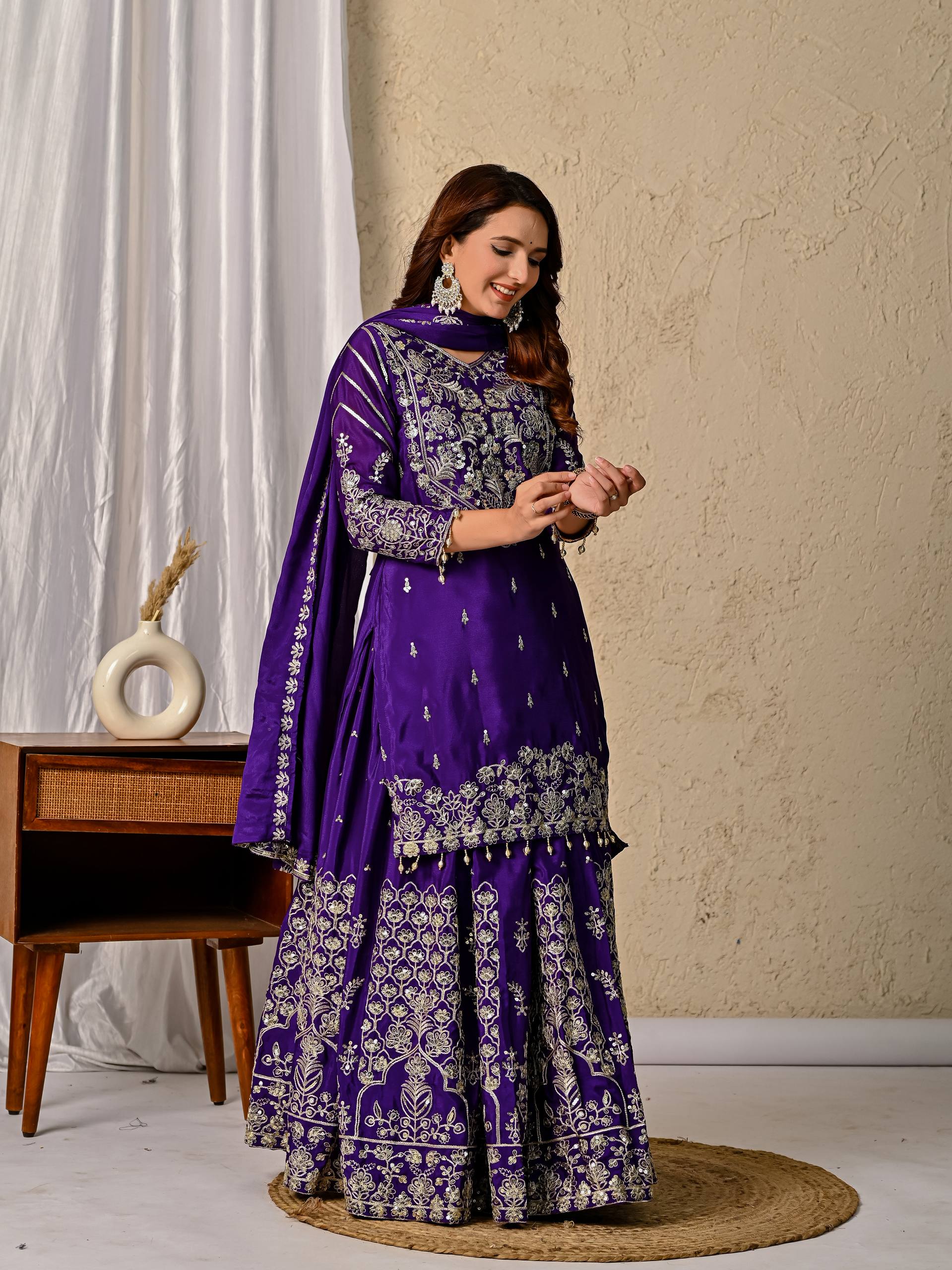 Azelra Chinnon Zari Lehenga Set