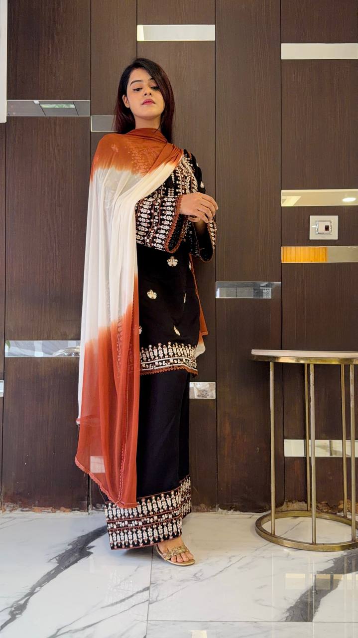 Noor Zahra Embroidered Rayon Cotton Farshi Suit Set