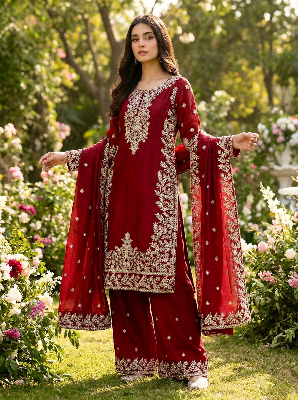Zynera Gmy Silk Luxe Palazzo Set