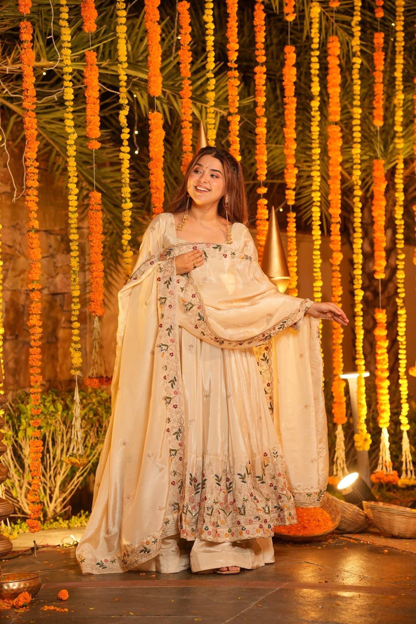 Chandrika Floral Organza Anarkali Suit Set