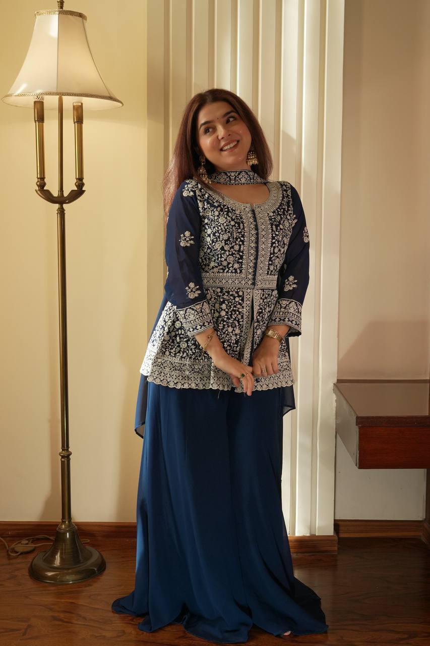 Royal Dual Tone Georgette Sharara Set