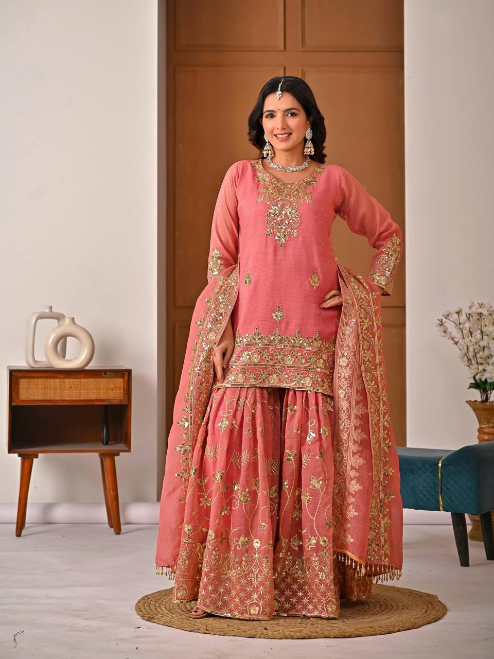 Zynira Crunchy Silk Sharara Set