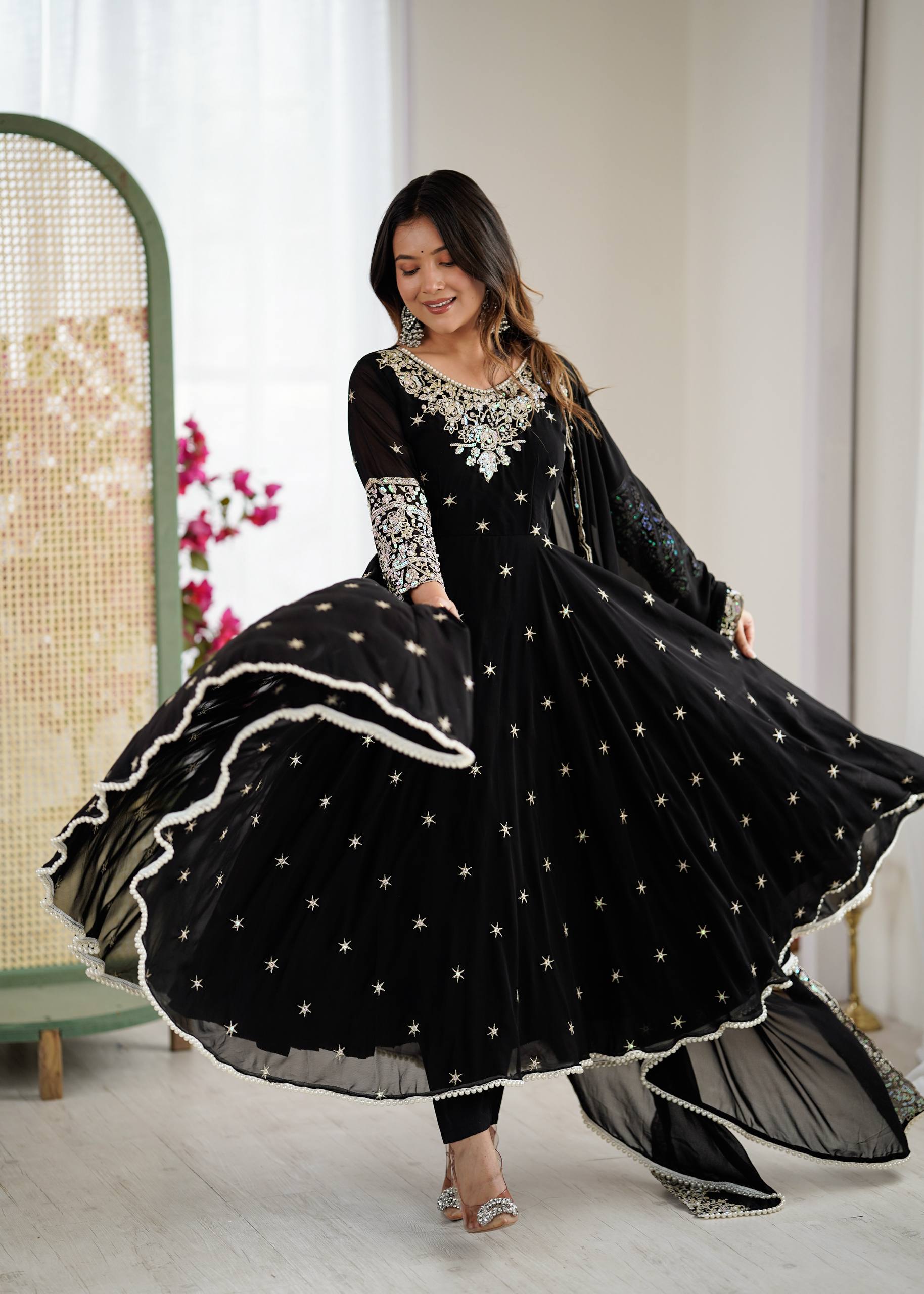 Meher Rainbow Sequence Anarkali Gown Set