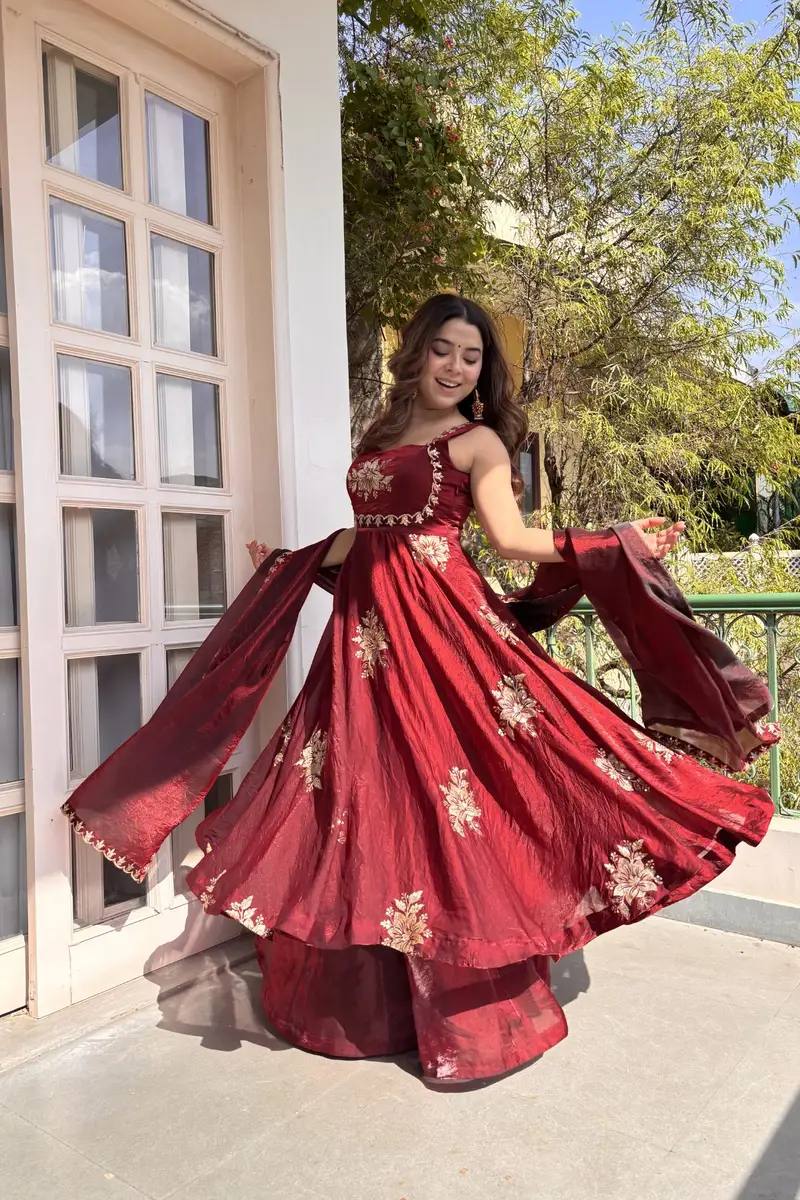 Premium Anarkali Jali Plazo Set