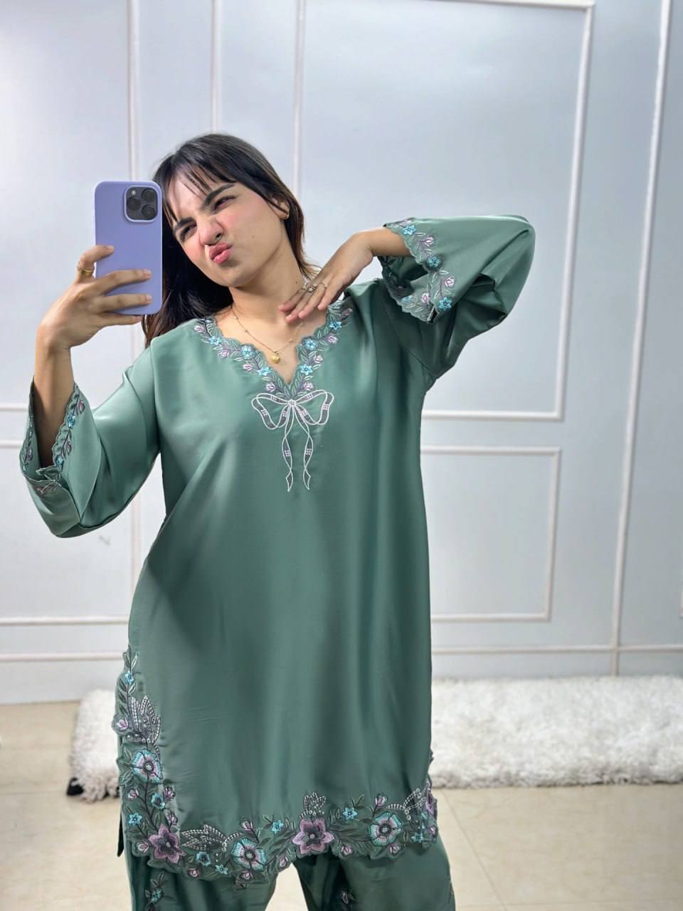 Zoya Aafreen Thread Sequence Farshi Salwar Suit Set
