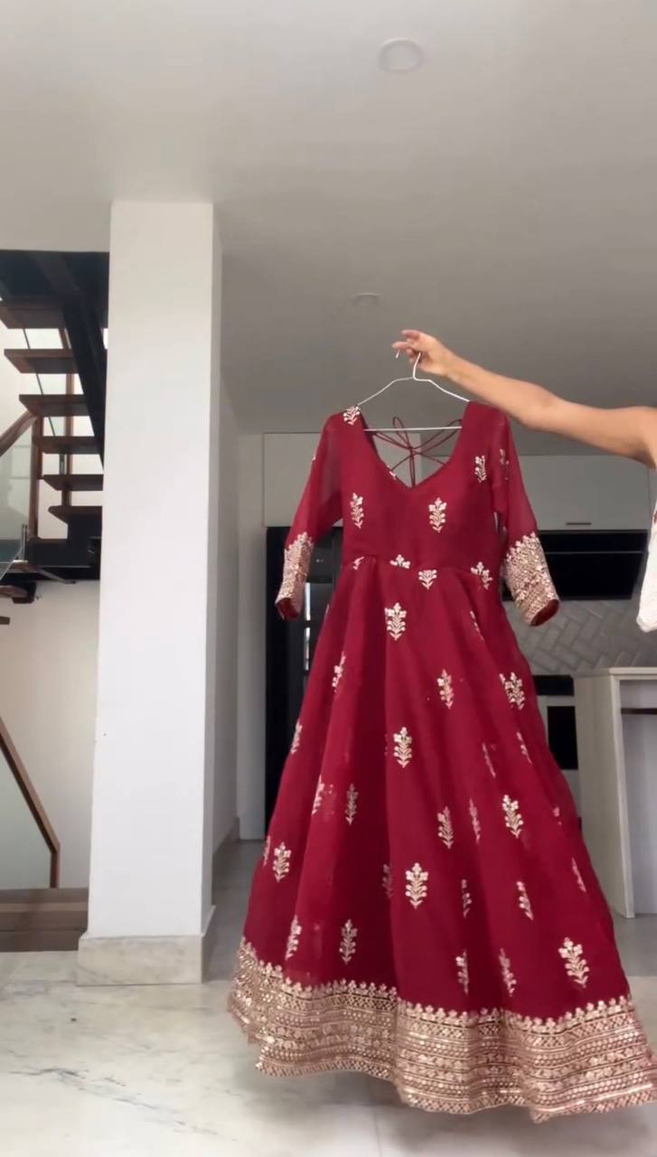Aadhya Red Anarkali Set