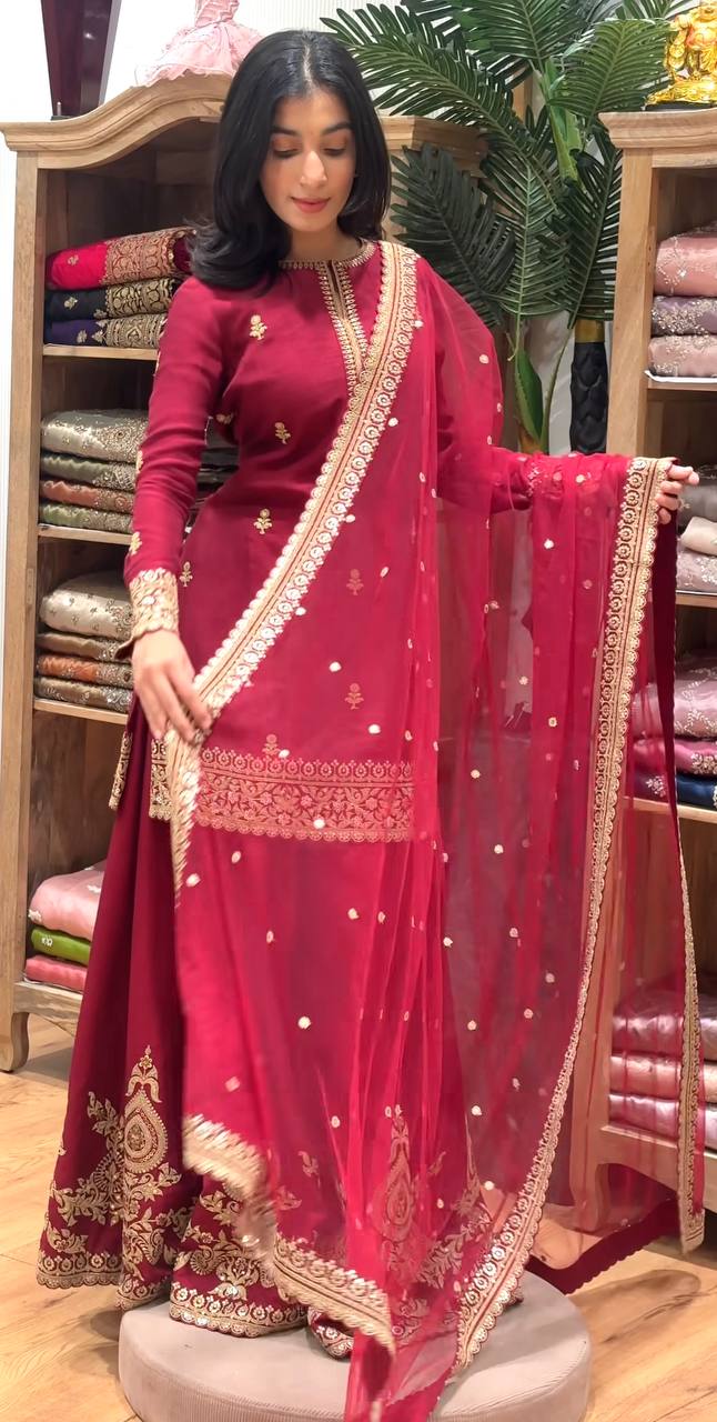 Elviana Thread Luxe Sharara Set