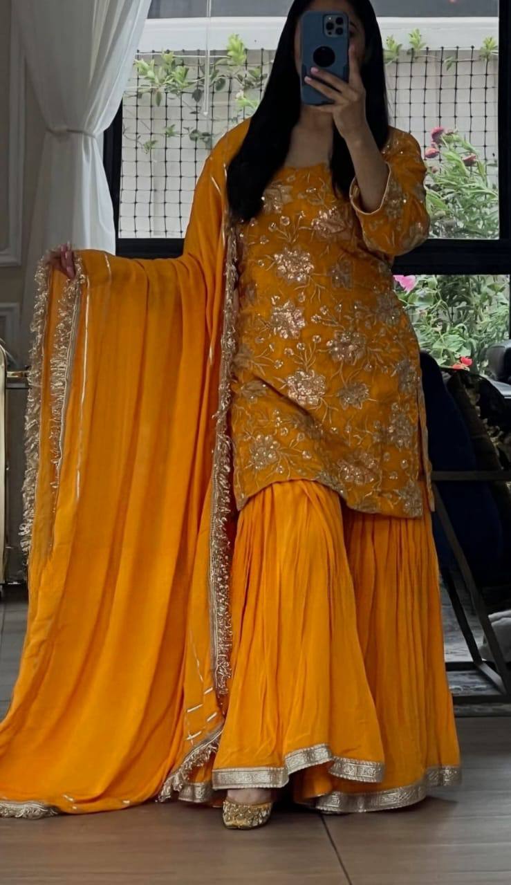 Velnira Lace Glow Sharara Set