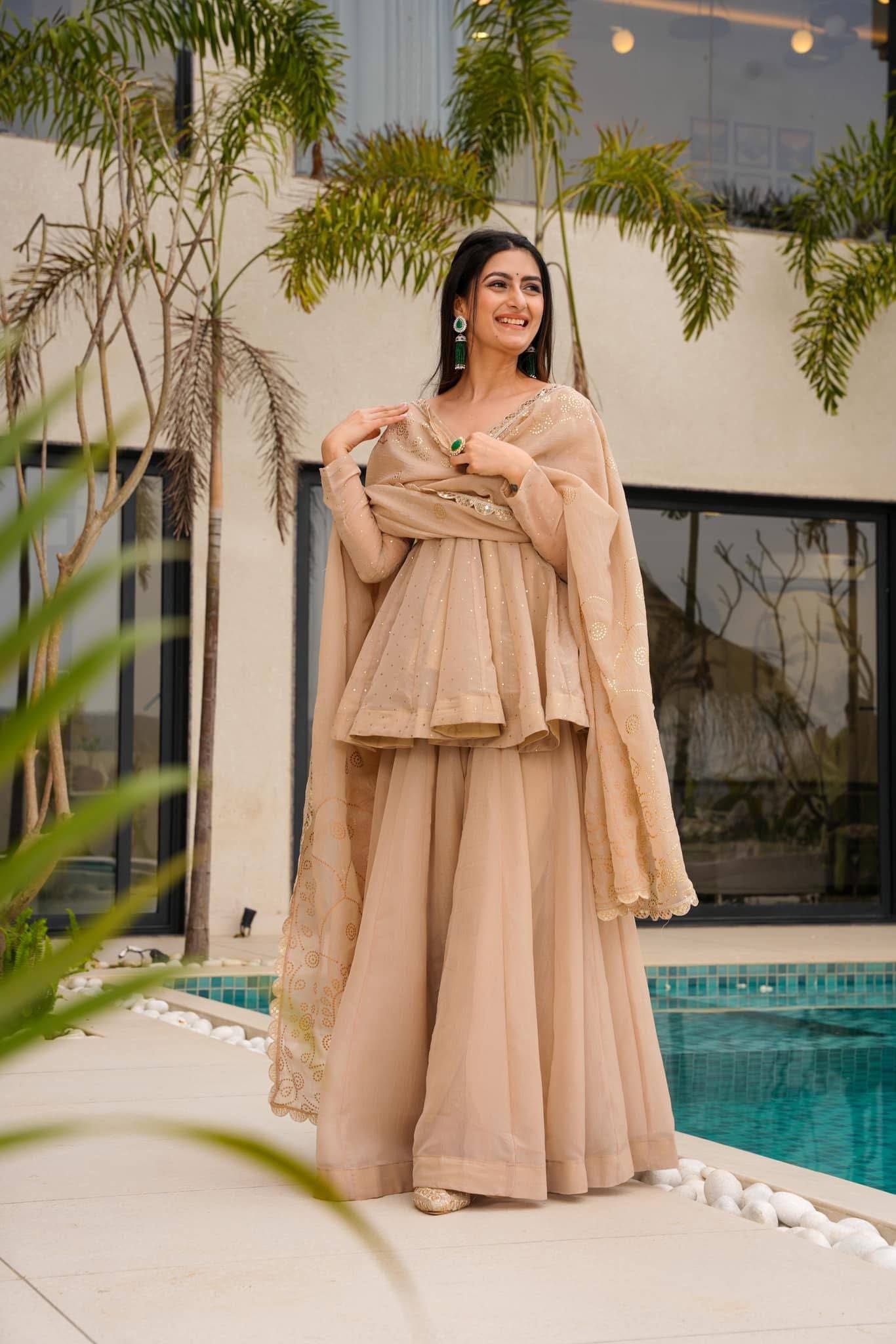 Nooraya Mukaish Sharara Set