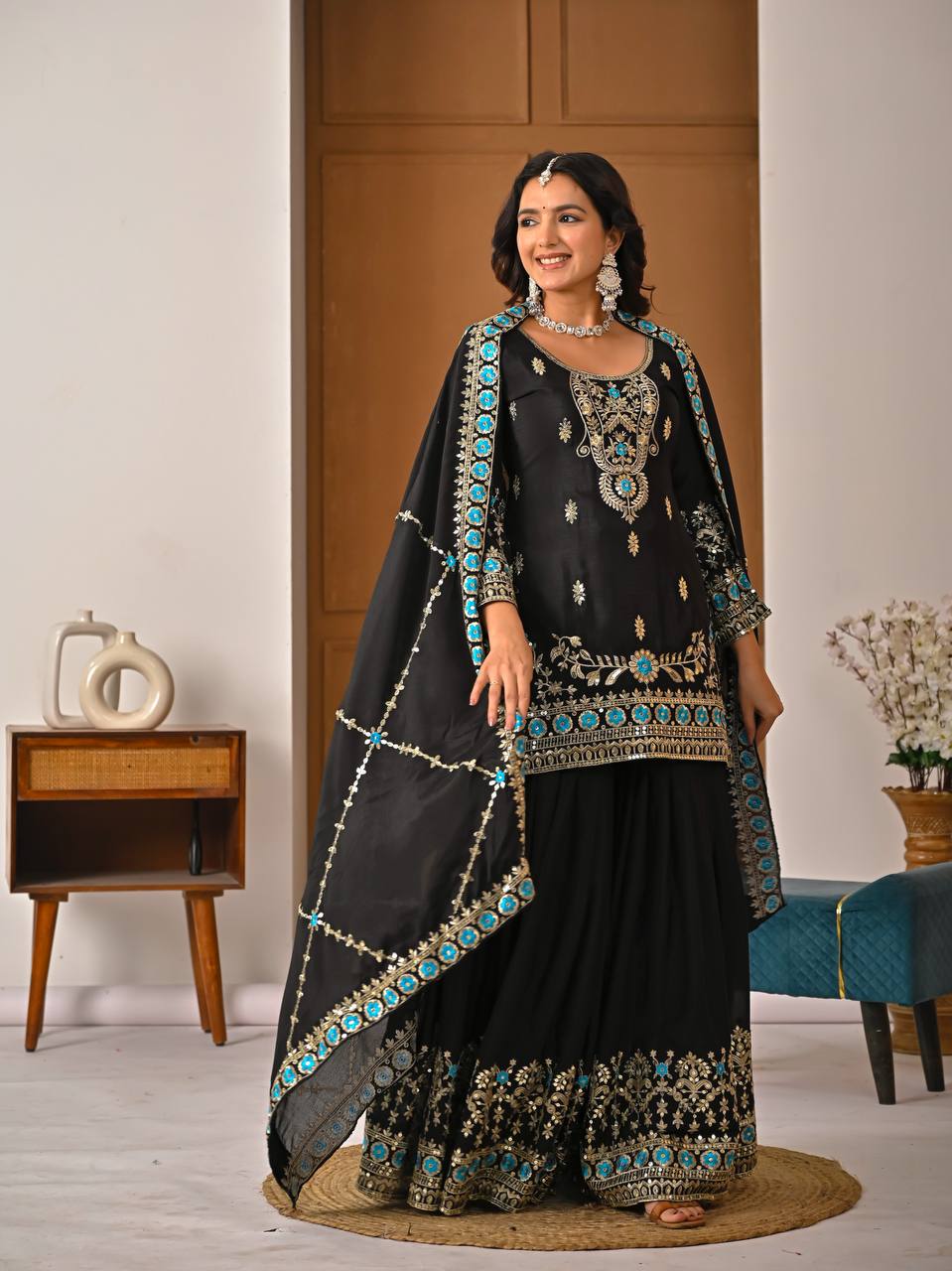 Zareen Vichitra Silk Sharara Set