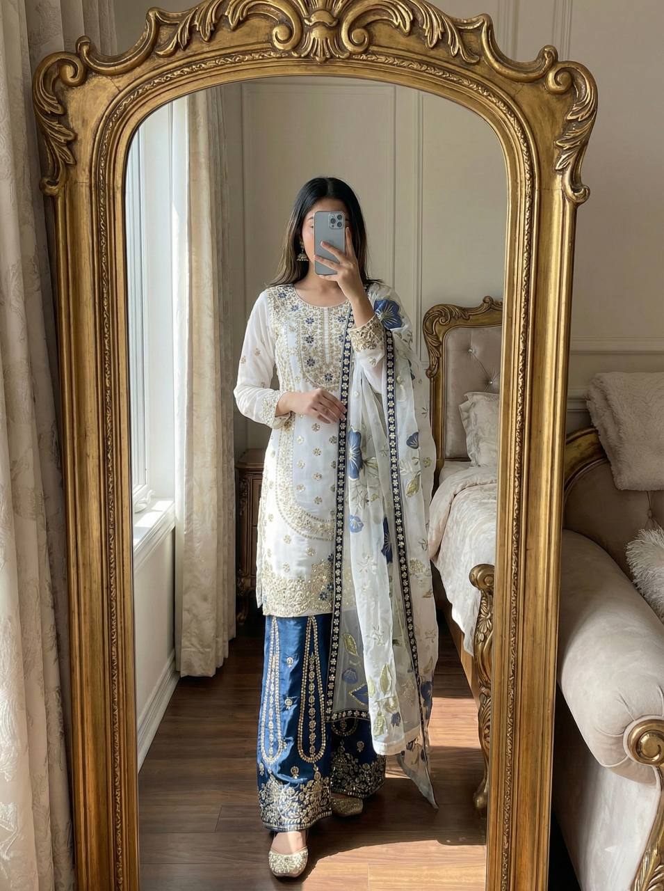 Zenvika gmy Silk Fusion Palazzo Set