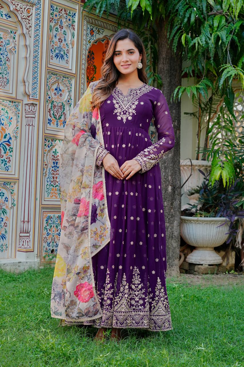 Neyrisa Georgette Flair Gown Set