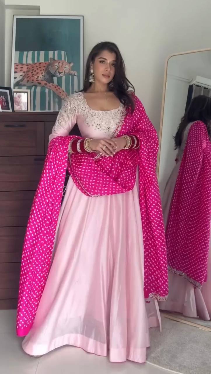 Velmira Crepe Silk Designer Gown Set