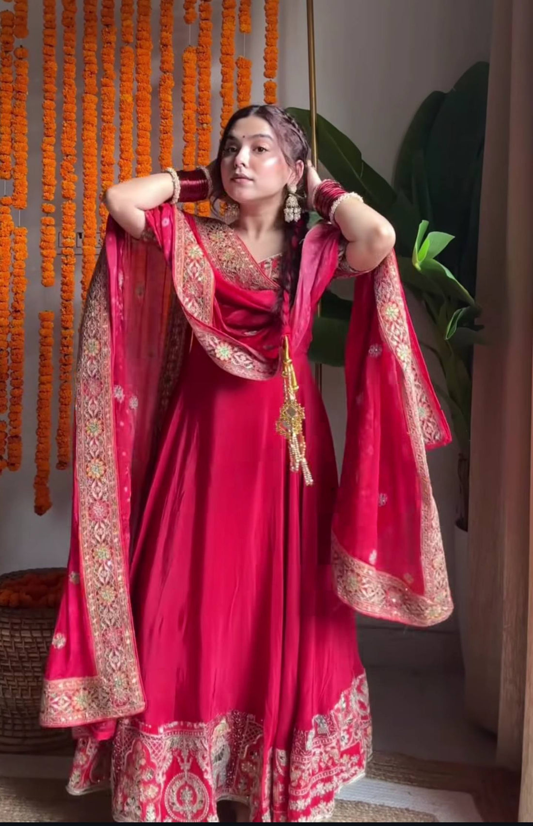 Solene Red Wedding Wear Anarkali Suit Set