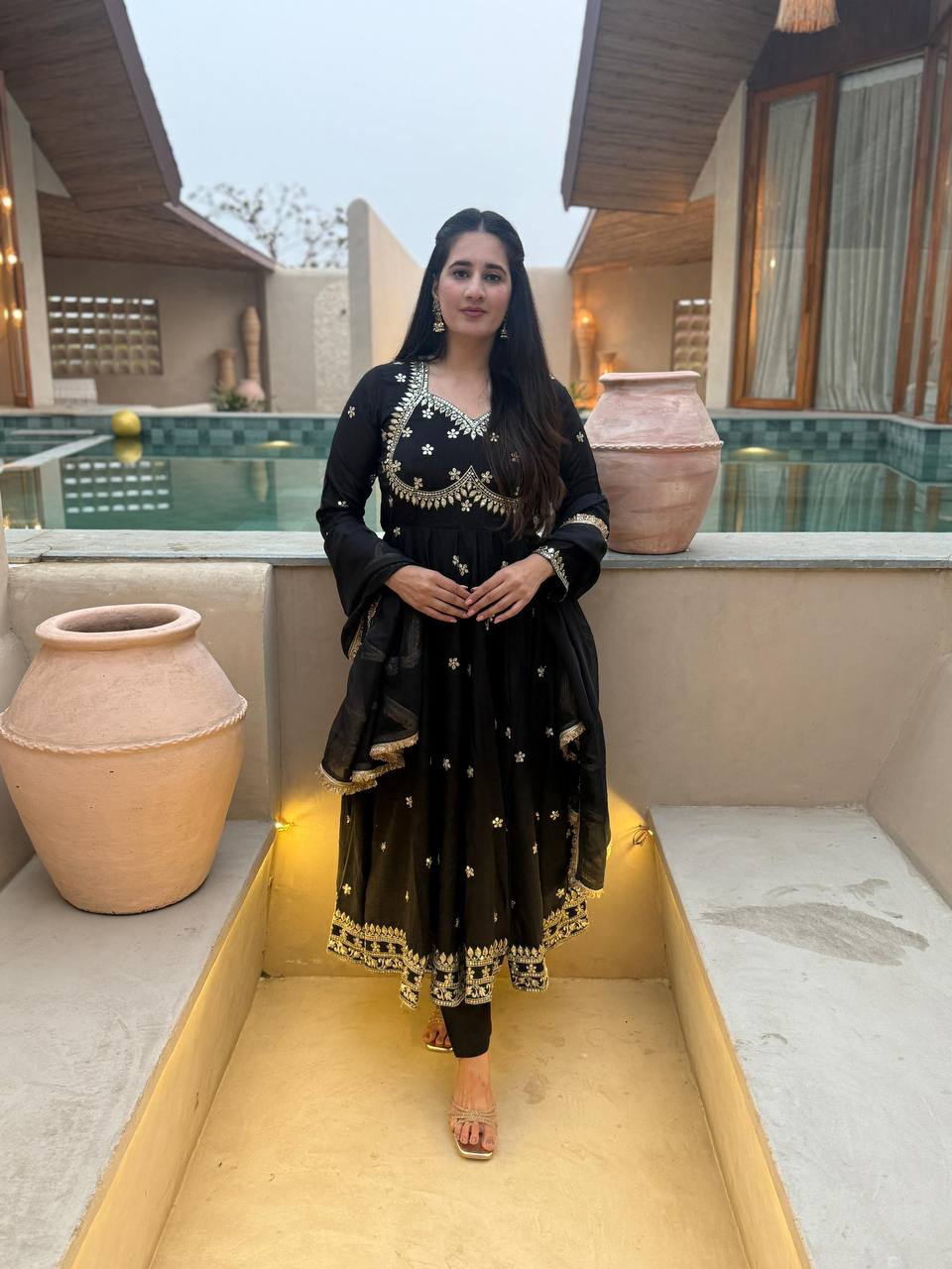 Virexa Vichitra Silk Anarkali Set