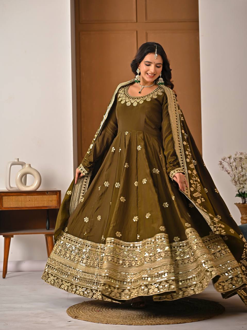 Ishmika Vichitra Silk Anarkali Suit Set
