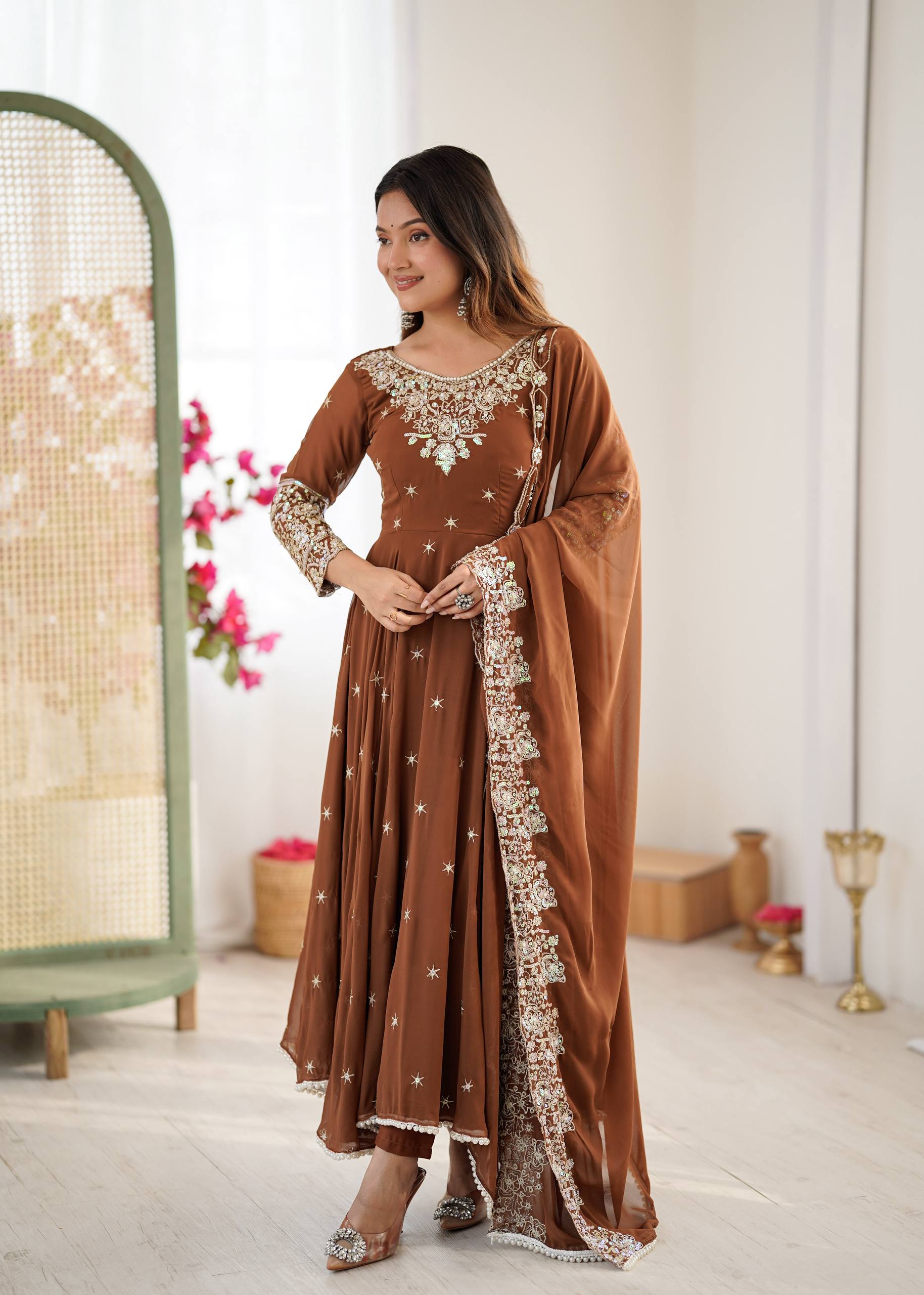 Meher Rainbow Sequence Anarkali Gown Set