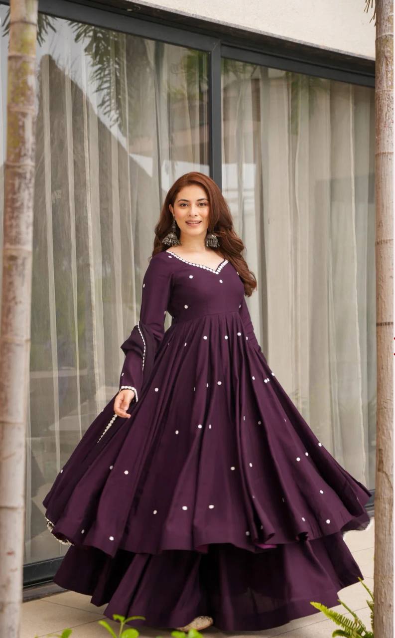 MAHIRA WINE ANARKALI SUIT SET