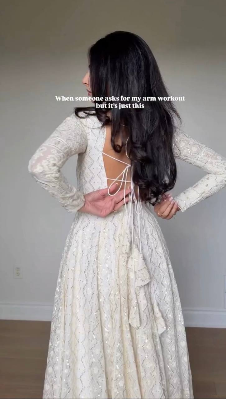Nivara White Embroidered Georgette Anarkali Suit Set