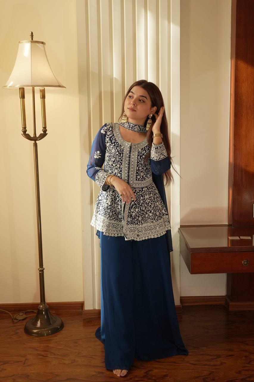 Royal Dual Tone Georgette Sharara Set