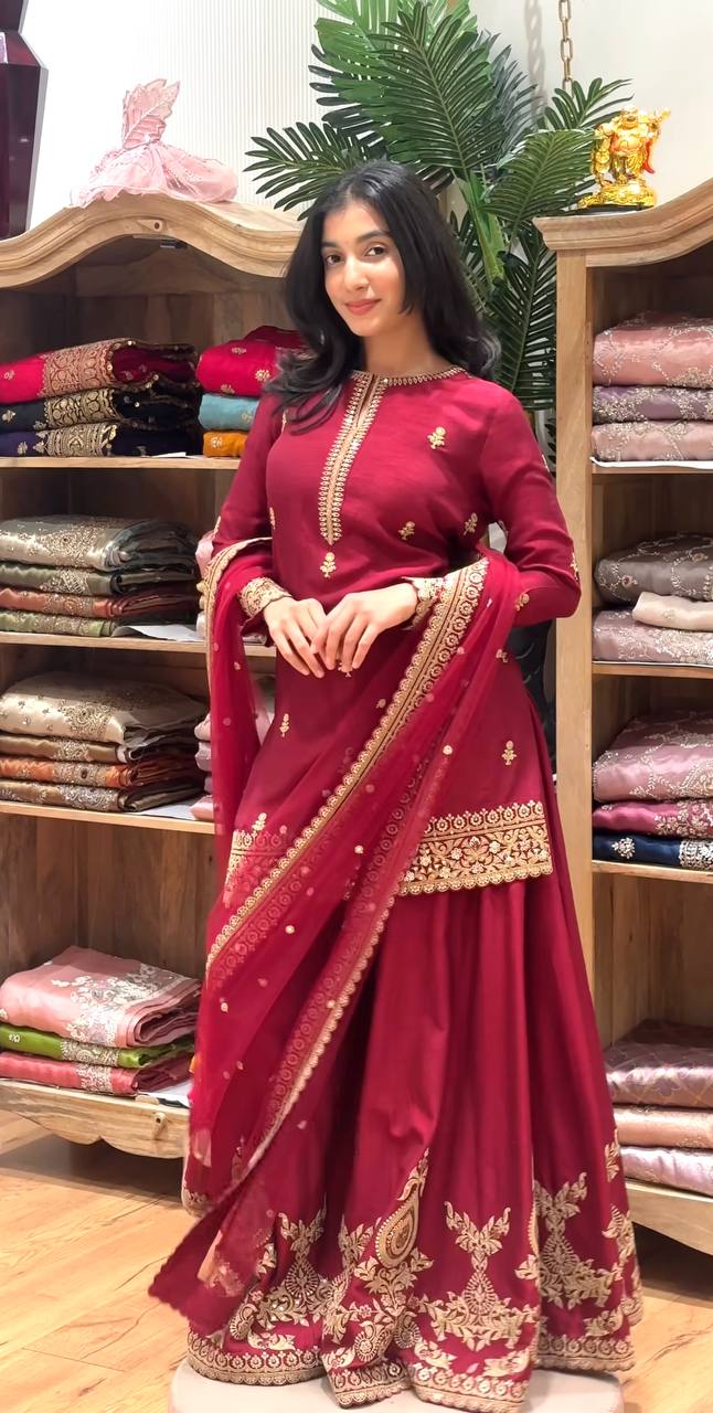 Elviana Thread Luxe Sharara Set