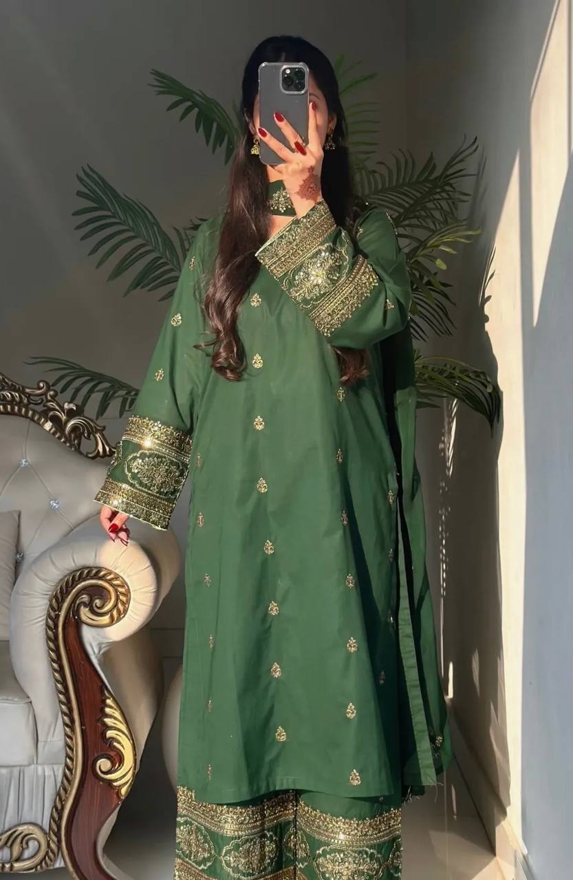 Aarika Crep Silk Sequence Suit Set