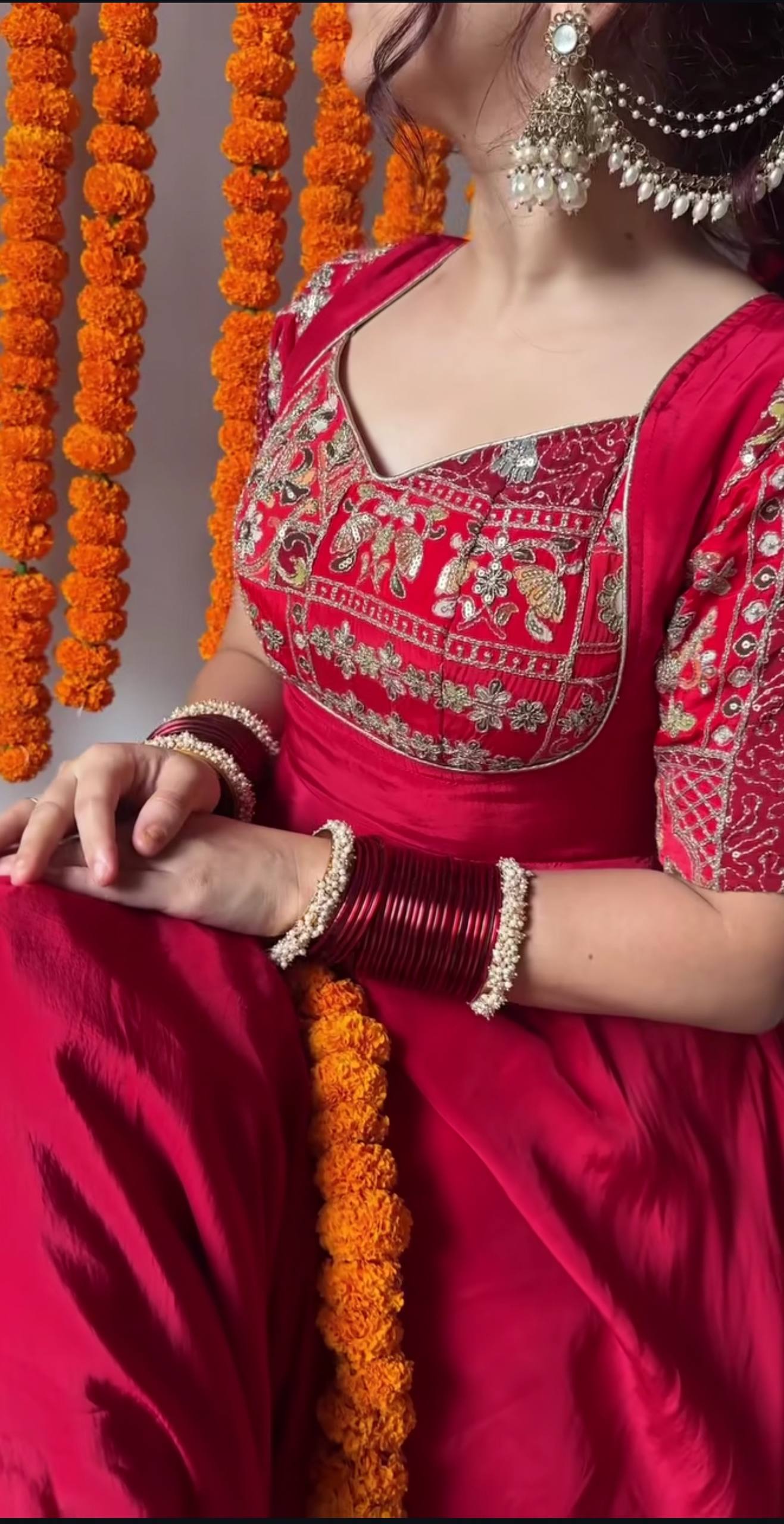 Solene Red Wedding Wear Anarkali Suit Set