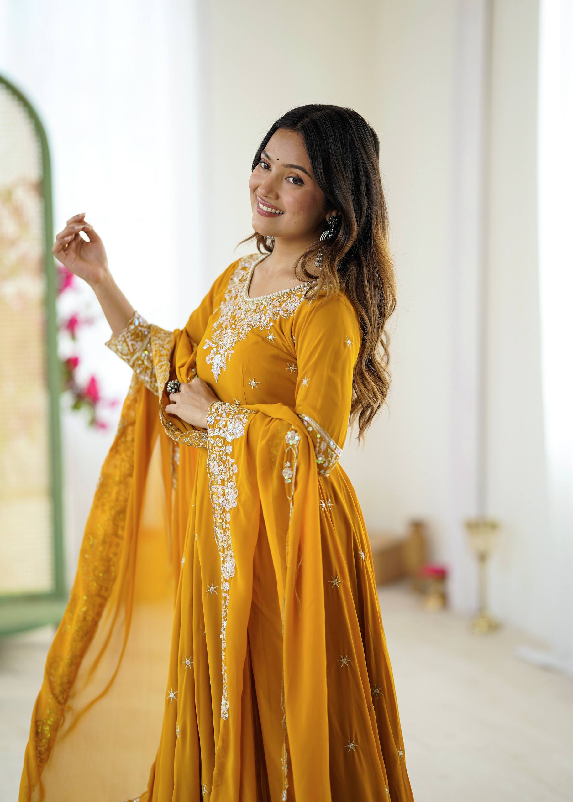 Meher Rainbow Sequence Anarkali Gown Set