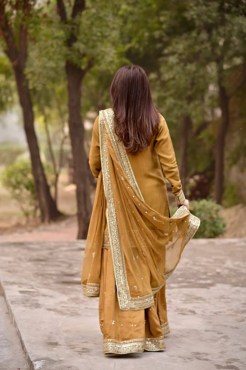 Aafiya Mul Chanderi Sequence Palazzo Set