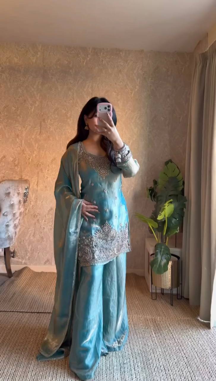Aafreen Luxe Silk Plazo Set