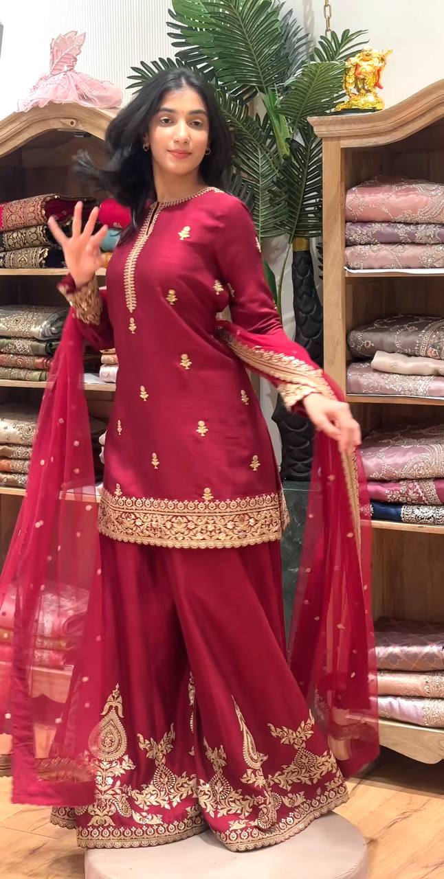 Elviana Thread Luxe Sharara Set