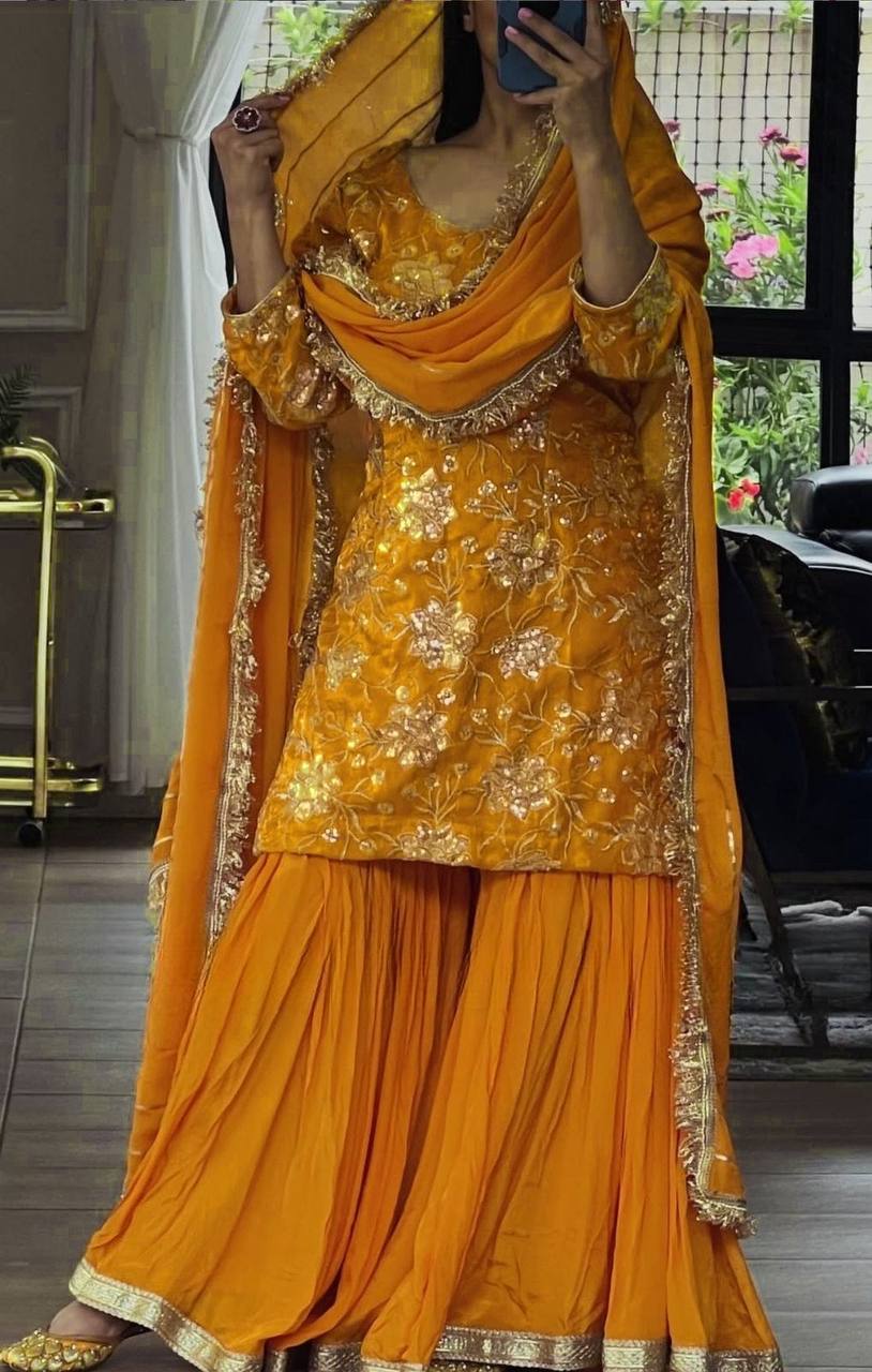 Velnira Lace Glow Sharara Set