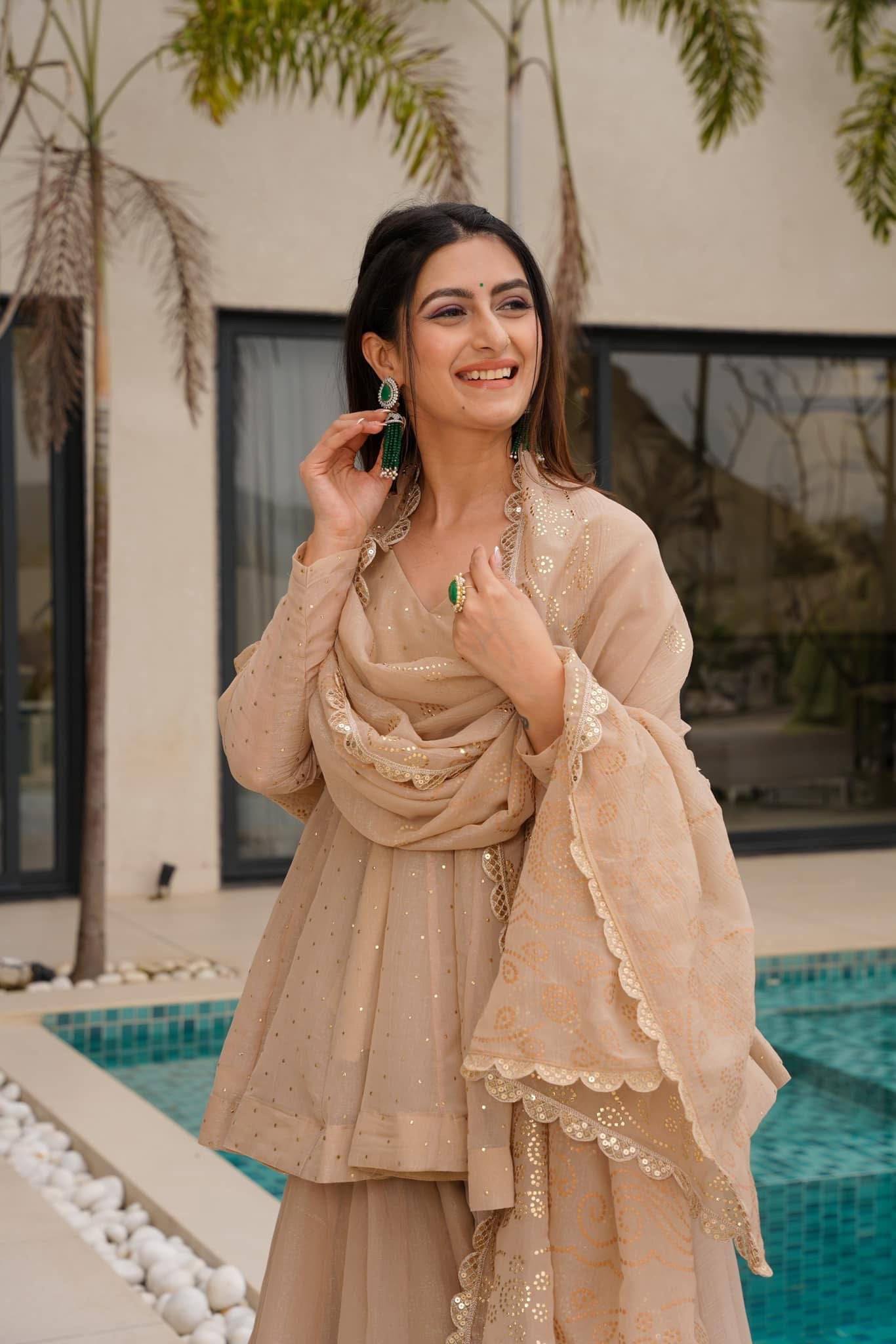 Nooraya Mukaish Sharara Set
